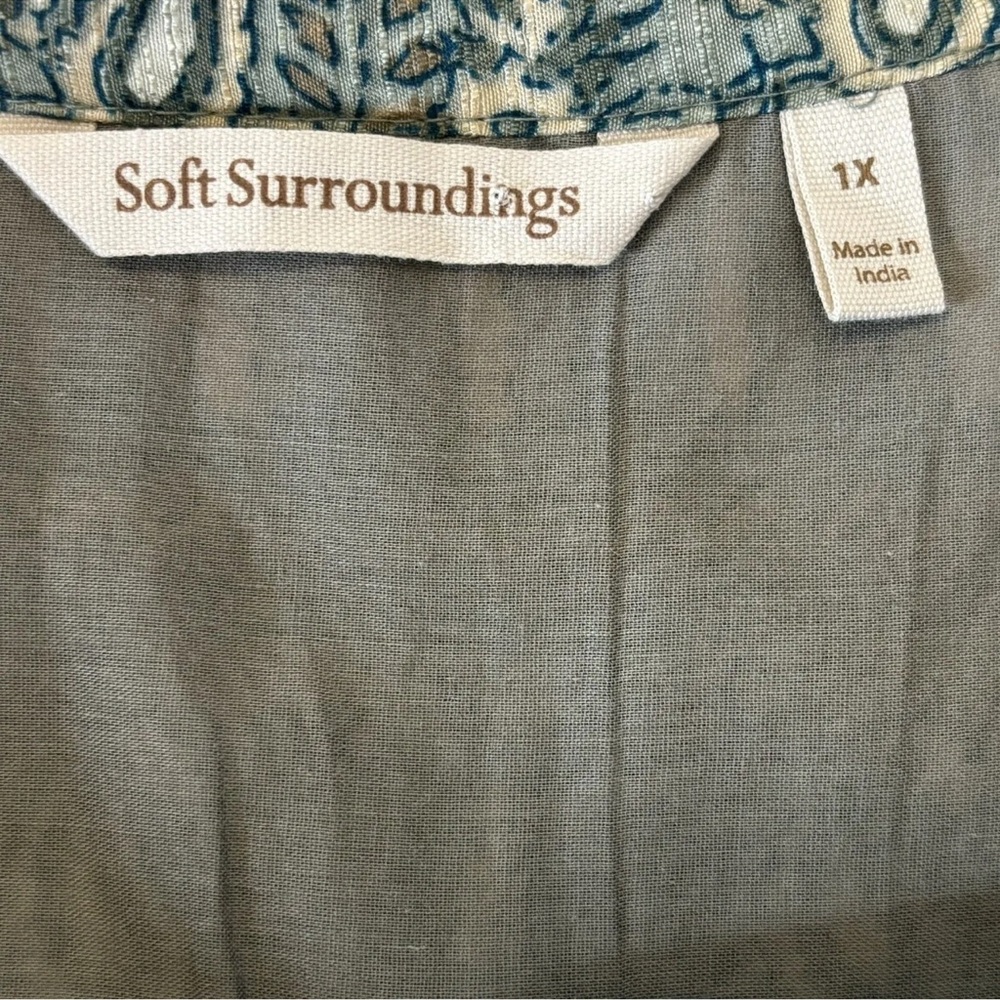 Soft Surroundings Women’s Jardin Majorelle Sage Asymmetrical Maxi Dress Size 1X - Picture 9 of 11